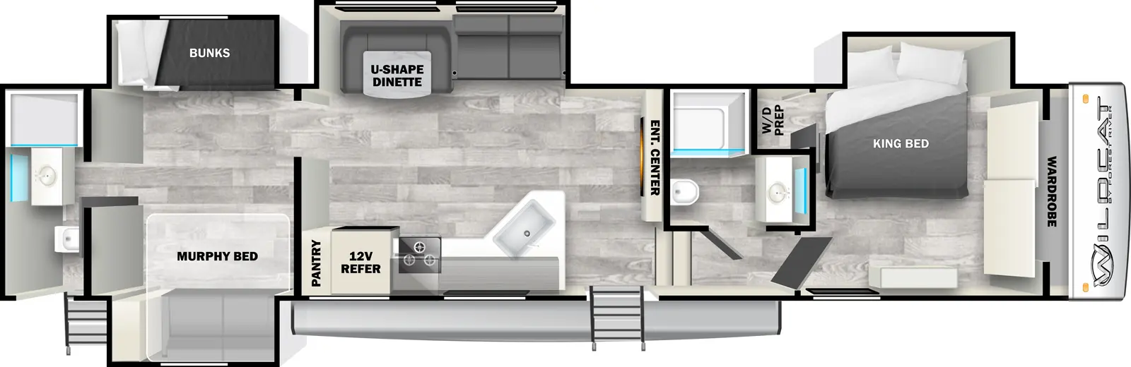 Wildcat Fifth Wheels 39QB Floorplan